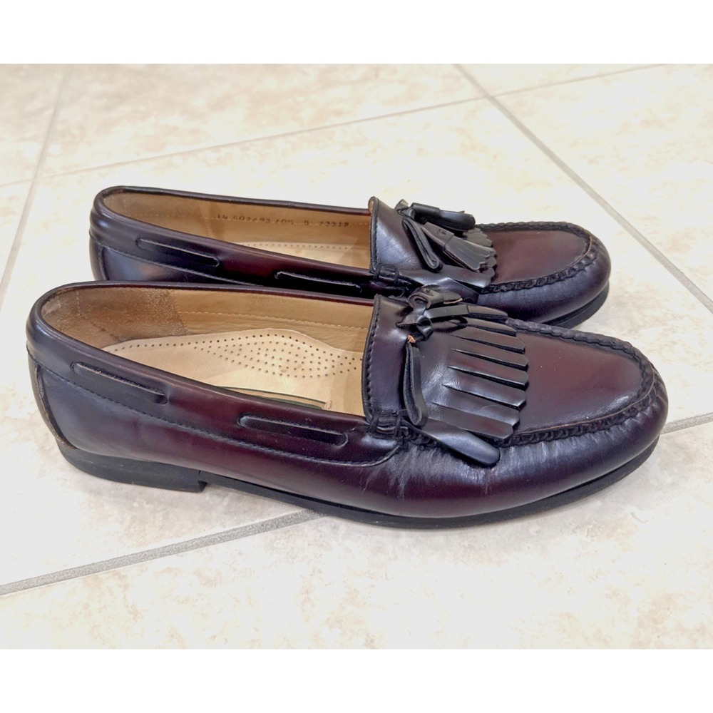 Cole Haan Tassel Kiltie Sz 10.5D Leather Dress Shoes Loafers Burgundy Red *Read